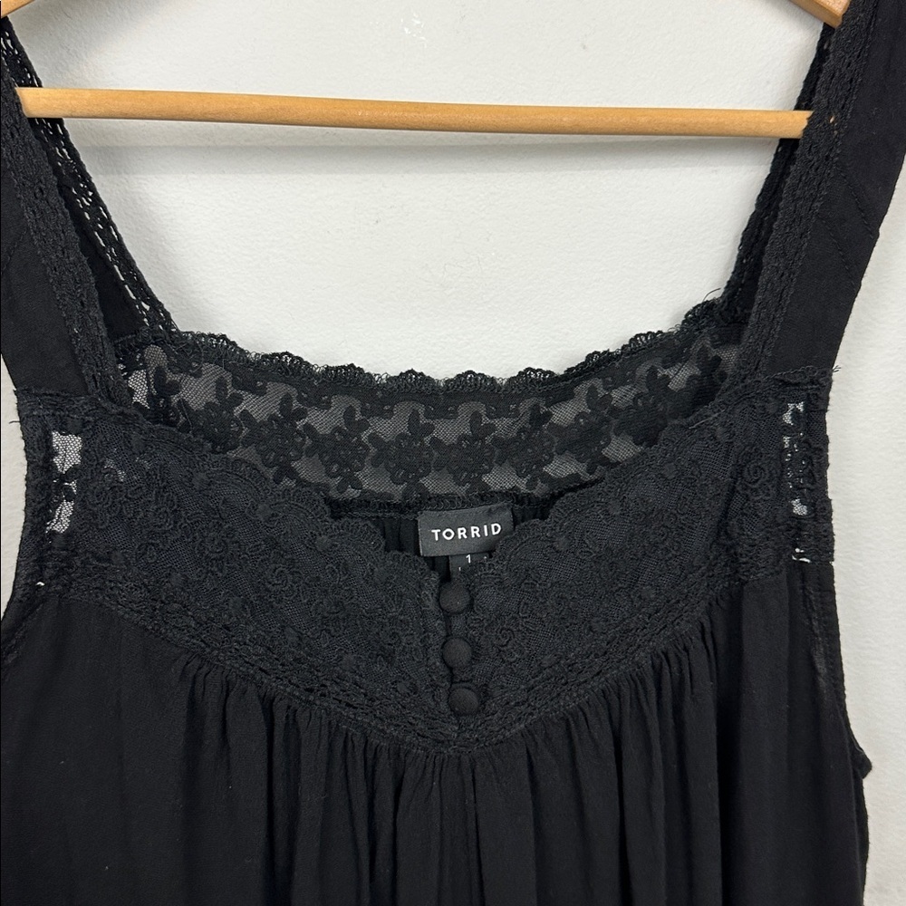 Torrid Rayon Slub Lace Inset Cami Black Sz 1X - Picture 7 of 12